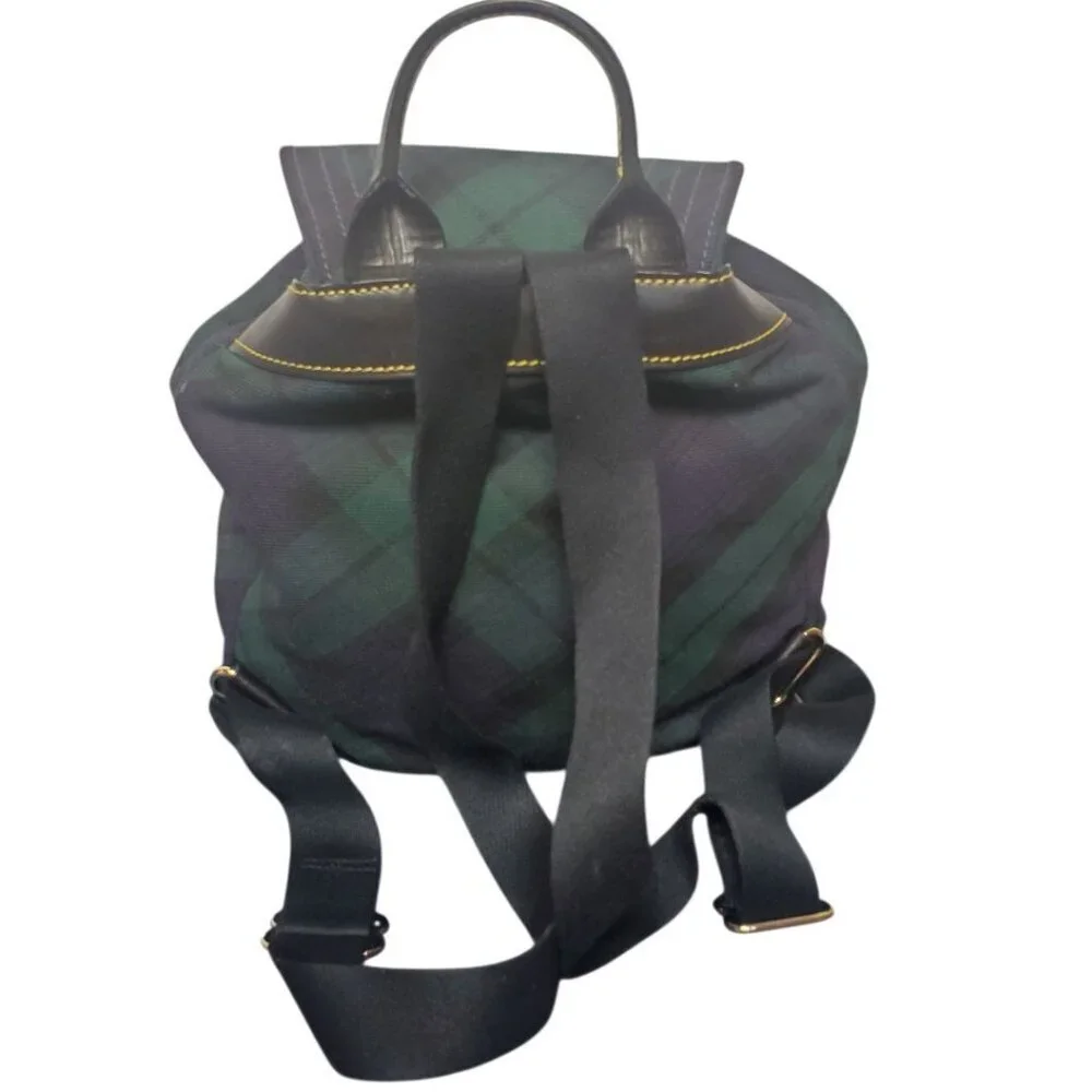 Dooney & Bourke Plaid Canvas & Leather Backpack With Tassel Accents